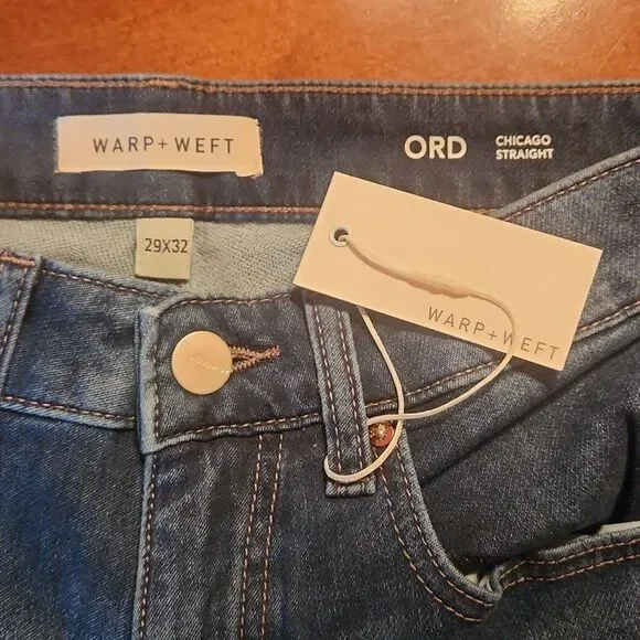 Warp + Weft Chicago Straight Leg Mid Rise Jeans, 30 X 32, Blue Wash Denim - Picture 9 of 11